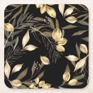 Dessous-de-verre Carré En Papier Feuilles d'or : Exotic Botanical sans soudure