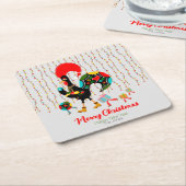 Dessous-de-verre Carré En Papier Feux de Noël, baubles, cadeaux et coq (Incliné)