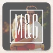 Dessous-de-verre Carré En Papier Fiançailles mariage Monogramme - Photo A un FILTRE (Devant)