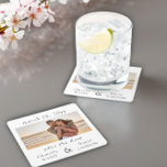 Dessous-de-verre Carré En Papier Fiançailles photo mariage Enregistrer la date<br><div class="desc">Fiançailles mariage photo enregistrer le dessous de verre de date. Design moderne simple,  personnalisé avec votre photo,  date mariage et vos noms.</div>