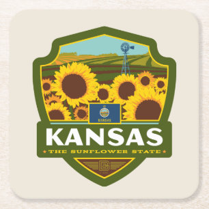 Dessous-de-verre Carré En Papier Fierté d'État Kansas