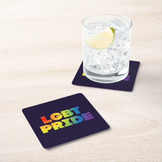 DESSOUS-DE-VERRE CARRÉ EN PAPIER FIERTÉ LGBT (En situation)