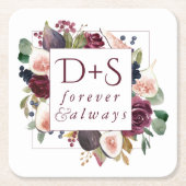 Dessous-de-verre Carré En Papier Figues florissantes | Moody Rustic Monogram Wreath (Devant)