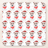 Dessous-de-verre Carré En Papier Fil Fox Terrier Chien race Étoiles de Noël (Devant)