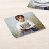Dessous-de-verre Carré En Papier Fille, Bouguereau (Incliné)