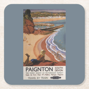 Dessous-de-verre Carré En Papier Fille britannique de chemins de fer regardant