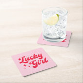 Dessous-de-verre Carré En Papier Fille chanceuse (En situation)