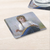 Dessous-de-verre Carré En Papier Fille coudre, Bouguereau (Incliné)