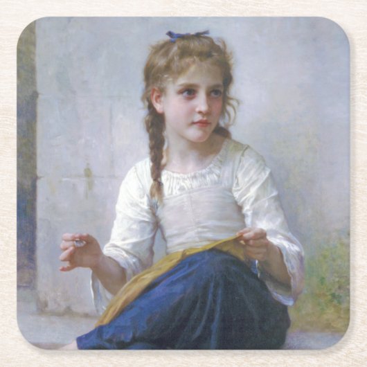 Dessous-de-verre Carré En Papier Fille coudre, Bouguereau (Devant)