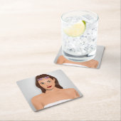 DESSOUS-DE-VERRE CARRÉ EN PAPIER FILLE D'ÉTÉ (En situation)