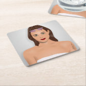 DESSOUS-DE-VERRE CARRÉ EN PAPIER FILLE D'ÉTÉ (Incliné)