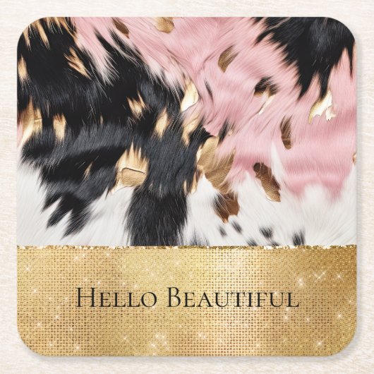 Dessous-de-verre Carré En Papier Fille Rose Noir Étincelle Fille Cowhide (Devant)