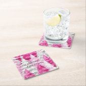 Dessous-de-verre Carré En Papier Fille rose Silver Glam Arbres de Noël Stripes (En situation)