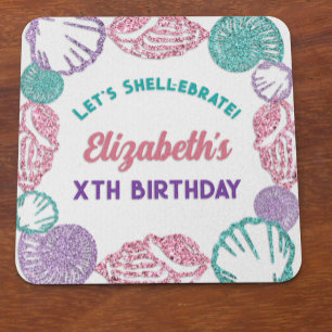 Dessous-de-verre Carré En Papier Filles Coquillages Anniversaire
