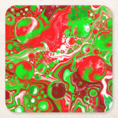 Dessous-de-verre Carré En Papier Fils de Noël rouges et verts (Devant)