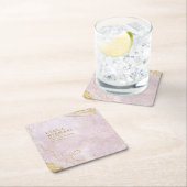 Dessous-de-verre Carré En Papier Fine Lines Gold Abstrait Mariage V1 Mauve ID867 (En situation)