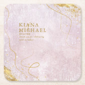 Dessous-de-verre Carré En Papier Fine Lines Gold Abstrait Mariage V1 Mauve ID867 (Devant)