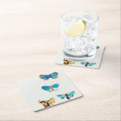 Dessous-de-verre Carré En Papier Five Butterflies (En situation)
