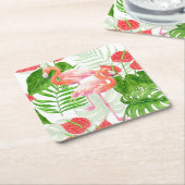 Dessous-de-verre Carré En Papier Flamant rose (Incliné)