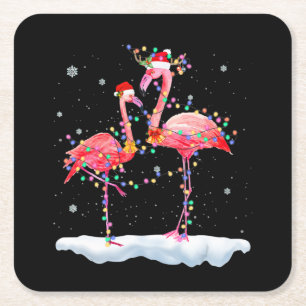 Dessous-de-verre Carré En Papier Flamant rose   Arbre de Noël Flamant rose Noël N