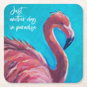 Dessous-de-verre Carré En Papier Flamant rose en paradis ensemble de dessous de ver