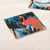 Dessous-de-verre Carré En Papier Flamant rose funky (Incliné)