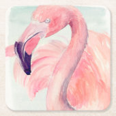 Dessous-de-verre Carré En Papier Flamant rose Pastel (Devant)