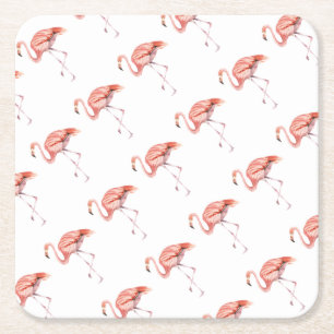 Dessous-de-verre Carré En Papier Flamant rose rose