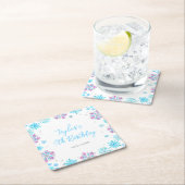 Dessous-de-verre Carré En Papier Flammes de neige pourpre et bleu fête d'anniversai (En situation)