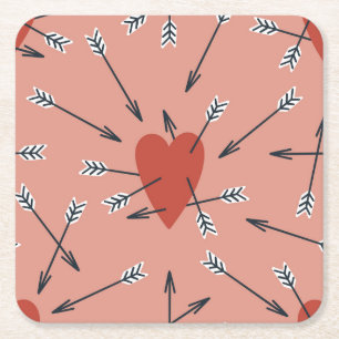 Dessous-de-verre Carré En Papier Flèches de coeur faites main.