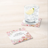 Dessous-de-verre Carré En Papier Fleur d'après-midi rose pâle (En situation)