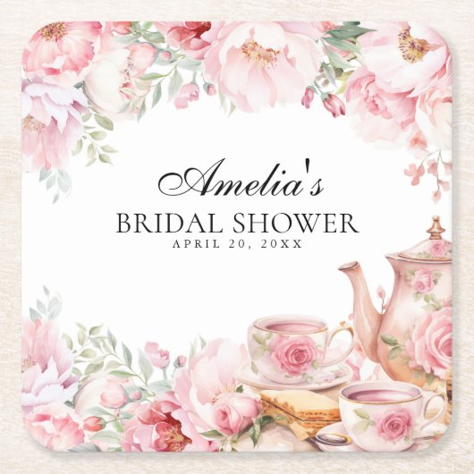 Dessous-de-verre Carré En Papier Fleur d'après-midi rose pâle (Devant)