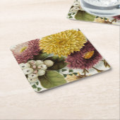 Dessous-de-verre Carré En Papier Fleur de chrysanthème mère florale (Incliné)