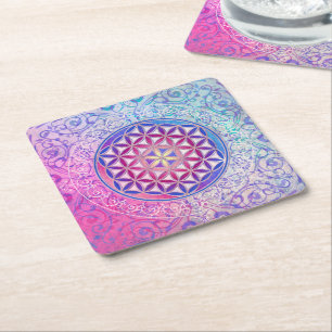 Dessous-de-verre Carré En Papier Fleur de la vie / Blume des Lebens - Ornement V