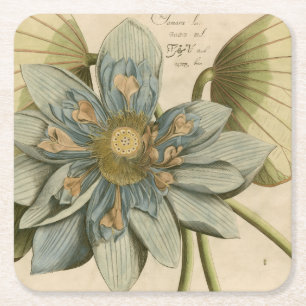 Dessous-de-verre Carré En Papier Fleur de Lotus bleu sur l'arrière - plan bronzage