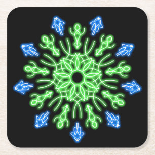 Dessous-de-verre Carré En Papier Fleur de néon vert et bleu