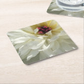 Dessous-de-verre Carré En Papier Fleur de pivoine blanche crémeuse aux stamens rose (Incliné)