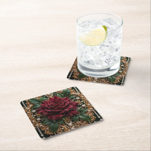 Dessous-de-verre Carré En Papier Fleur de style gothique victorien