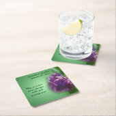 Dessous-de-verre Carré En Papier Fleur de tulipe pourpre Mariage personnalisé (En situation)