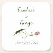 Dessous-de-verre Carré En Papier Fleur de tulipe rose (Devant)