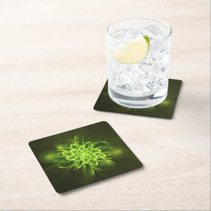 Dessous-de-verre Carré En Papier Fleur éclatante Fractée Vert