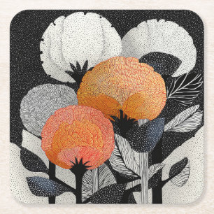 Dessous-de-verre Carré En Papier Fleur nocturne sur la planète rouge #2