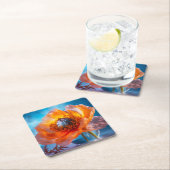 Dessous-de-verre Carré En Papier Fleur orange (En situation)