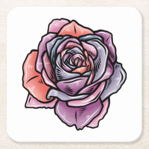 Dessous-de-verre Carré En Papier Fleur Rose coloré