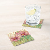 Dessous-de-verre Carré En Papier Fleur rose de cactus (En situation)