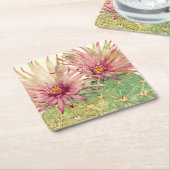 Dessous-de-verre Carré En Papier Fleur rose de cactus (Incliné)