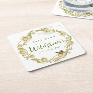 Dessous-de-verre Carré En Papier Fleur sauvage de marguerite bébé dans le Baby show