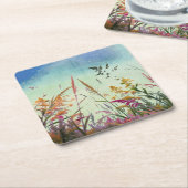 Dessous-de-verre Carré En Papier Fleur sauvage Et Étoiles (Incliné)