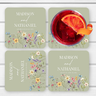 Dessous-de-verre Carré En Papier Fleur sauvage Fleur Fleur Flore Jardin Mariage