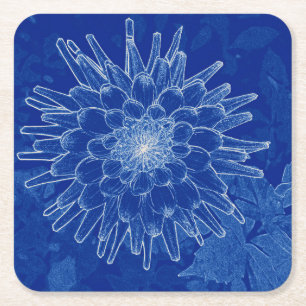 Dessous-de-verre Carré En Papier fleur sur bleu